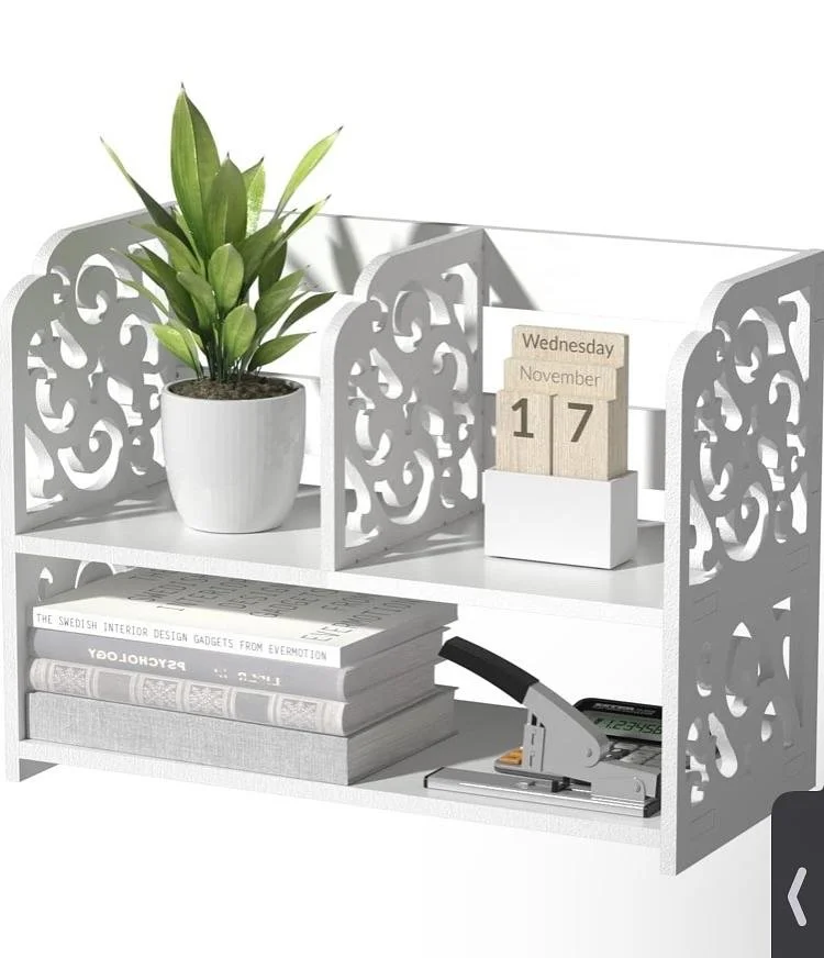 New White Desktop Shelf Organizer for Home Office Desk