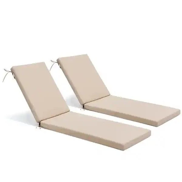 Set of 2 20.9 in. x 71.8 in. Outdoor Chaise Lounge Cushions in Beige