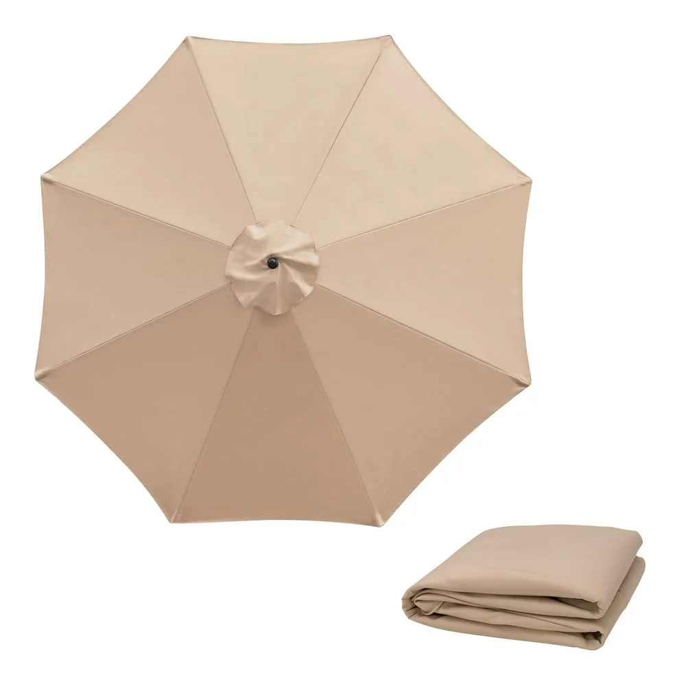 Pellebant Tan 10ft Octagon 8 Umbrella Ribs Round Patio Offset Umbrella Replacement Canopy