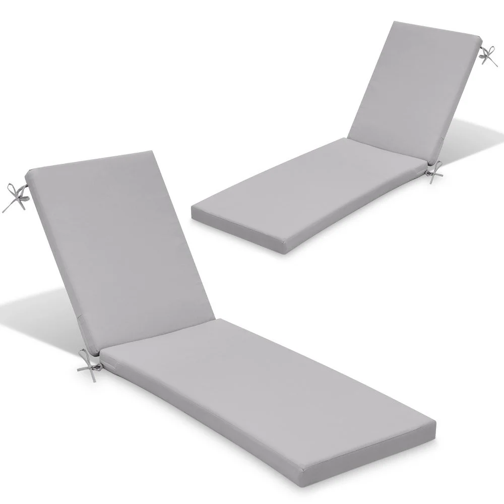 Set of 2 Chaise Lounge Cushion, Outdoor Cushion for Patio Furniture Light Grey