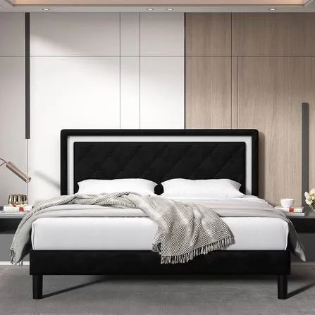New Queen Size Black Velvet Bed Frame