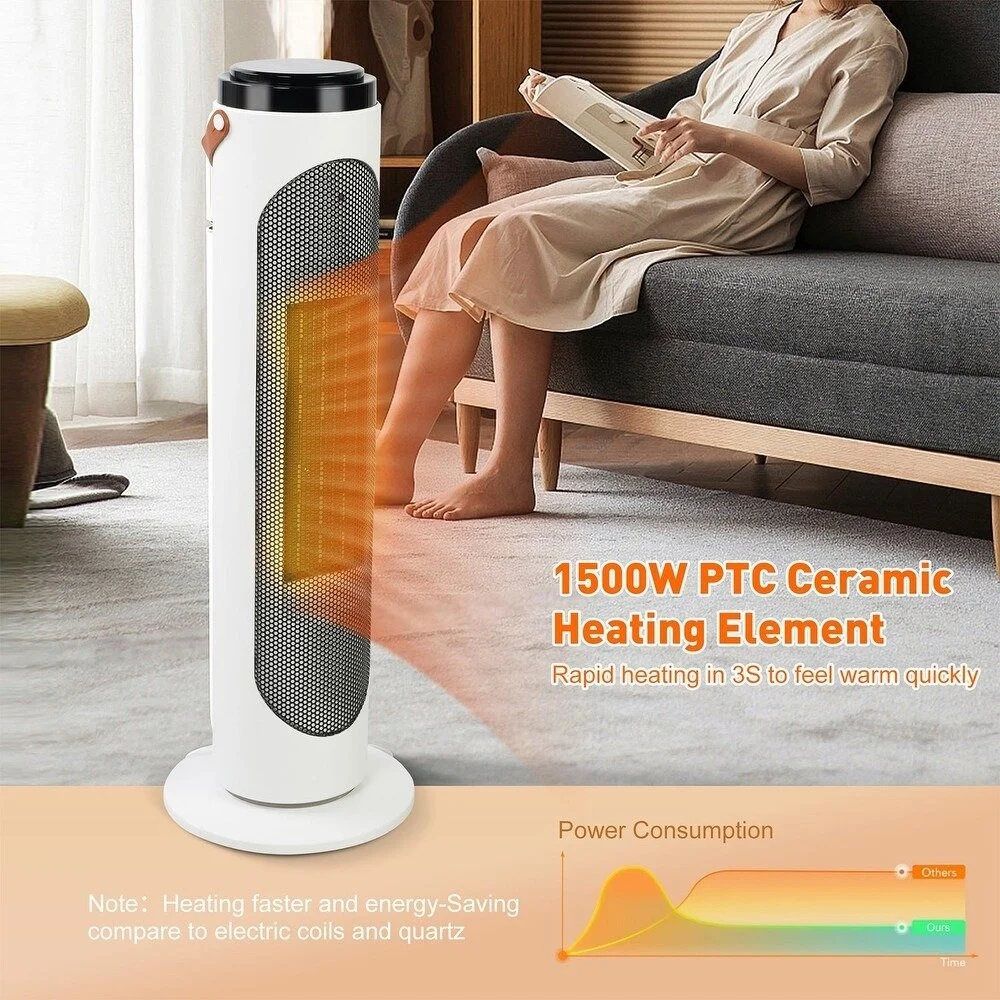 1500W Space Heaters PTC Oscillating Ceramic Heaters and Remote