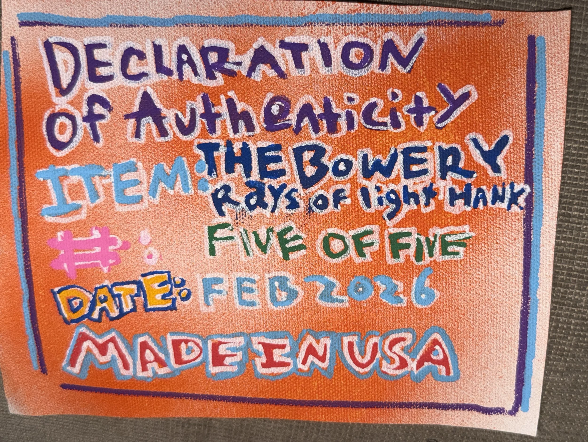 "Declaration"
Acrylic on Canvas
NYC, USA. 2026