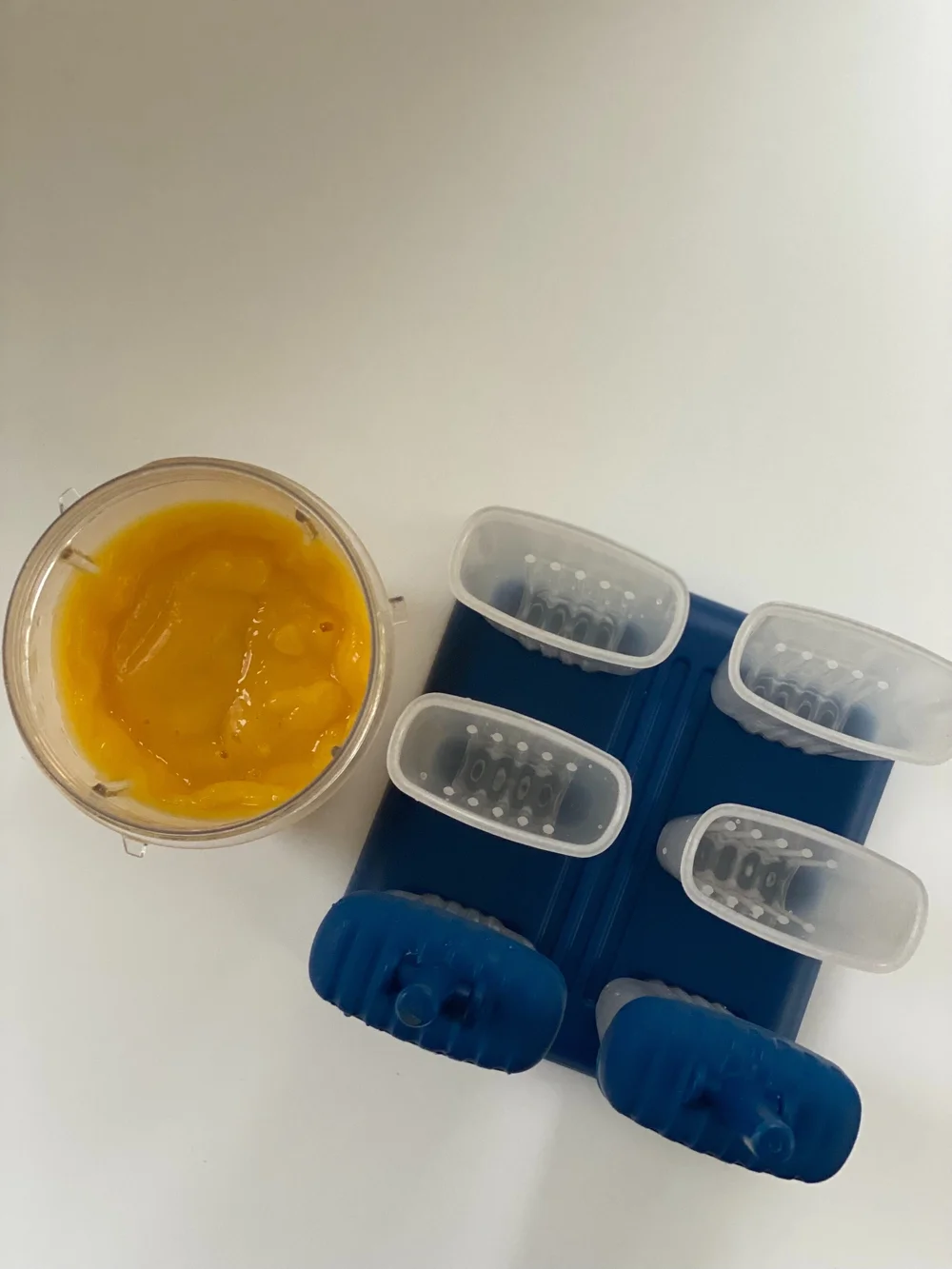 Blended ingredients + popsicle molds