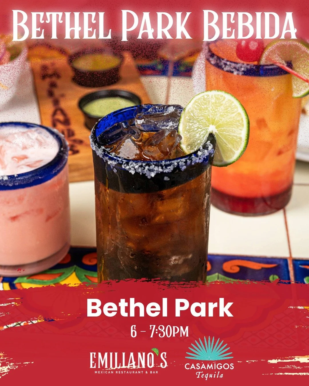 Tomorrow, @Casamigos is serving up sips of our Bethel Park Bebida for a cause! Join us from 6&ndash;7:30PM at Emiliano&rsquo;s Bethel Park and support the BP Community Foundation!🍹✨