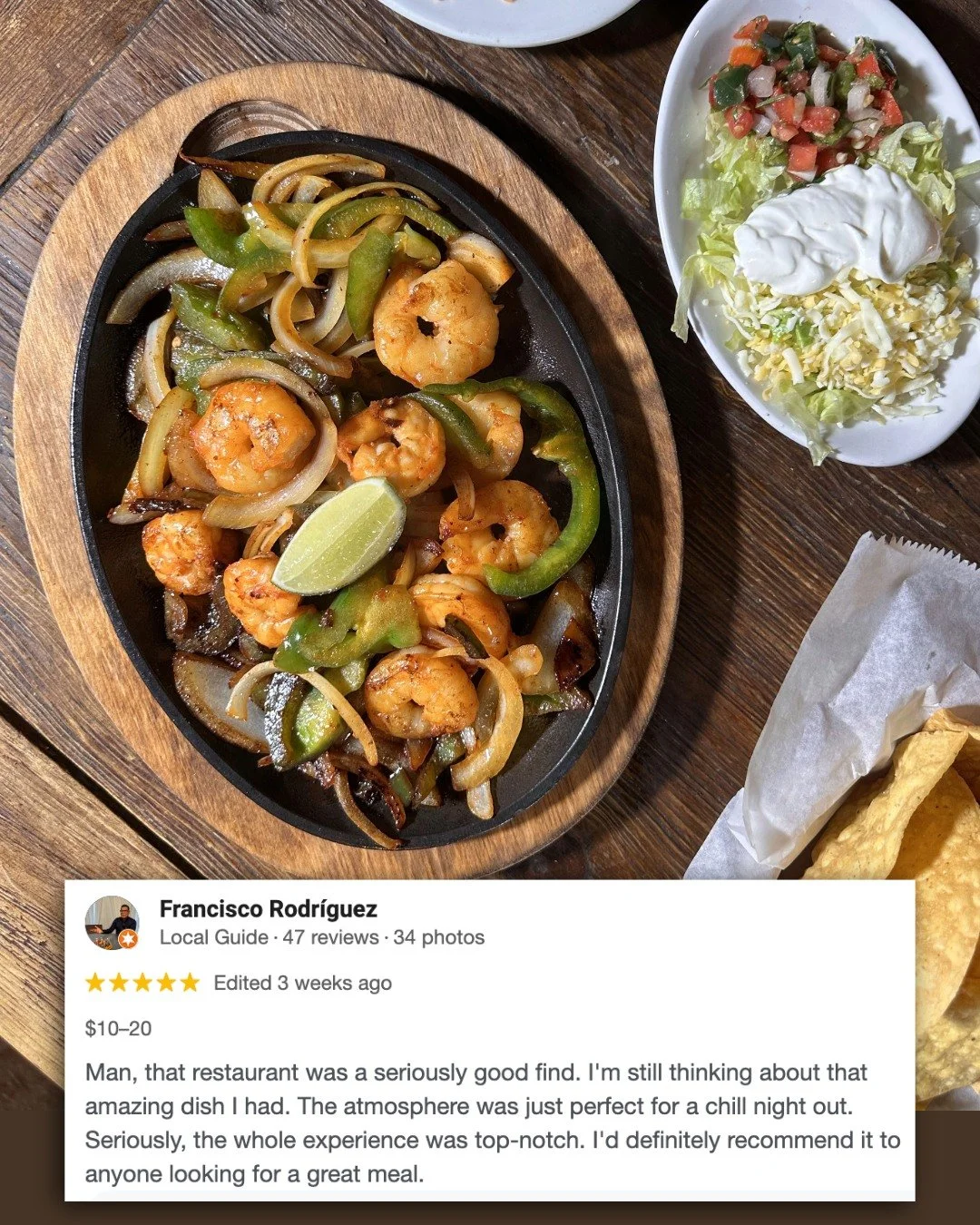 Serving great meals is what we&rsquo;re all about. Thanks for the kind words, Francisco &mdash; it means a lot to our team! ❤️