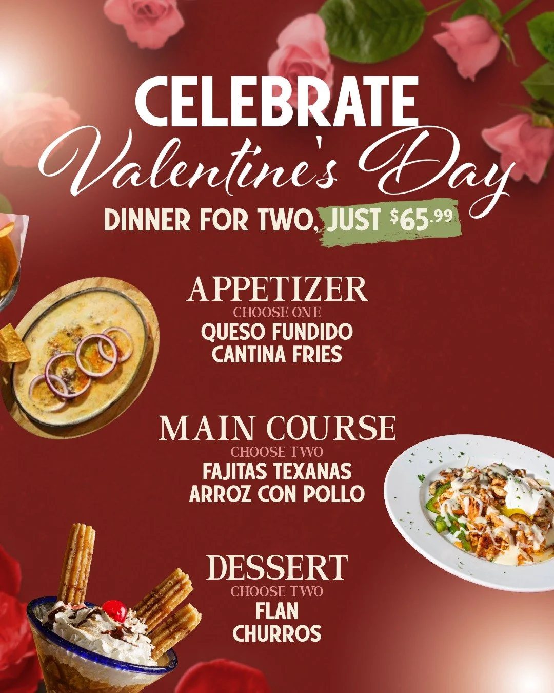 Valentine&rsquo;s weekend is almost here! Dinner for two at Emiliano&rsquo;s &mdash; $65.99💕 Available Feb 13&ndash;15 ❤️