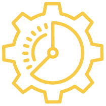 Gear with a clock inside it, representing time management or efficiency.