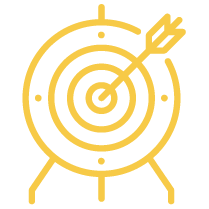 Gold target with an arrow hitting the bullseye