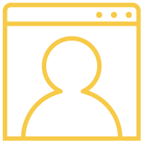 Outline of a web browser window with a generic user profile icon inside