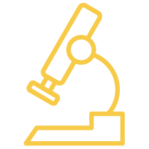 Yellow outline of a microscope