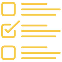 Checklist with two boxes, one checked, and corresponding text lines.