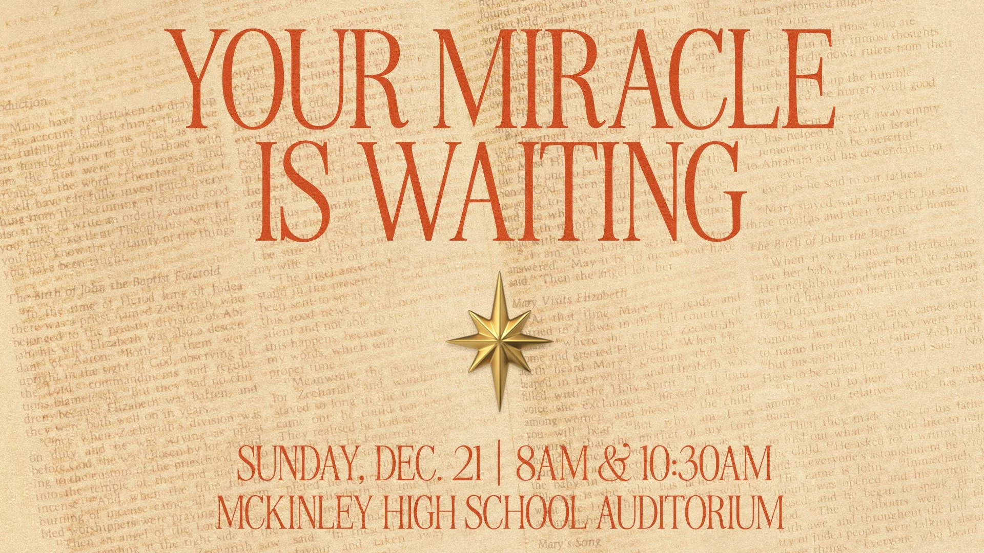 “Your MIRACLE is waiting” Christmas Service