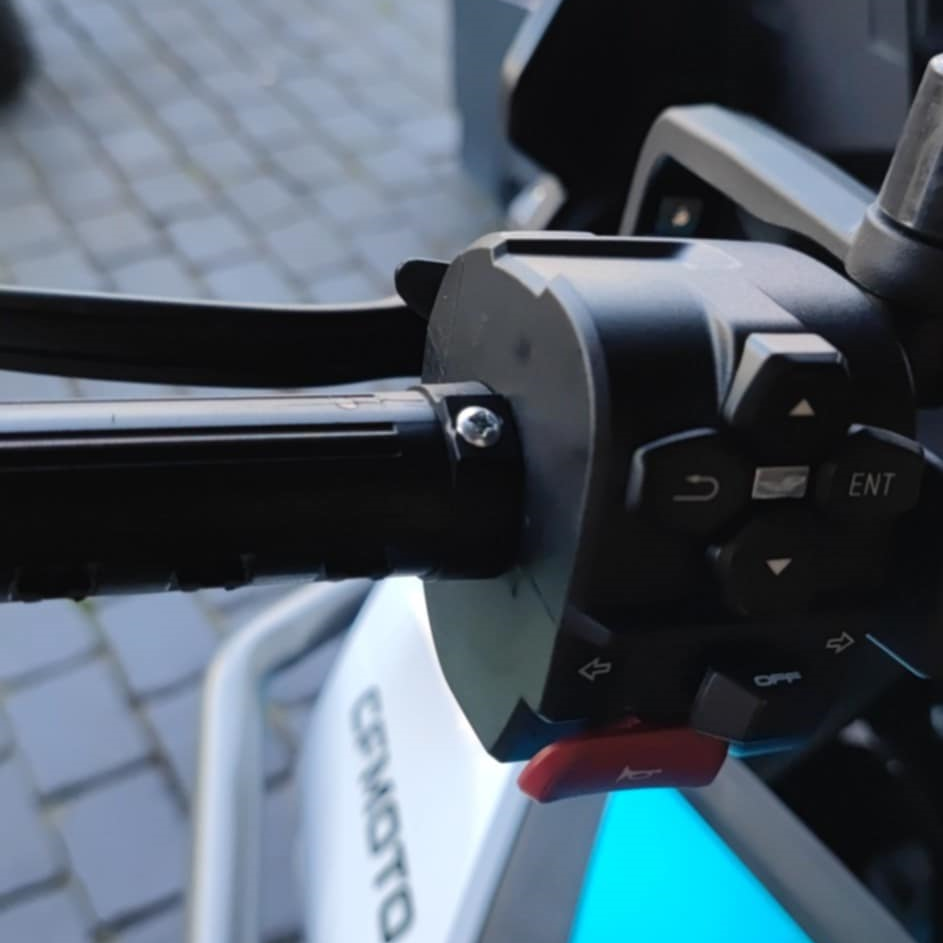 Screw holding the left grip