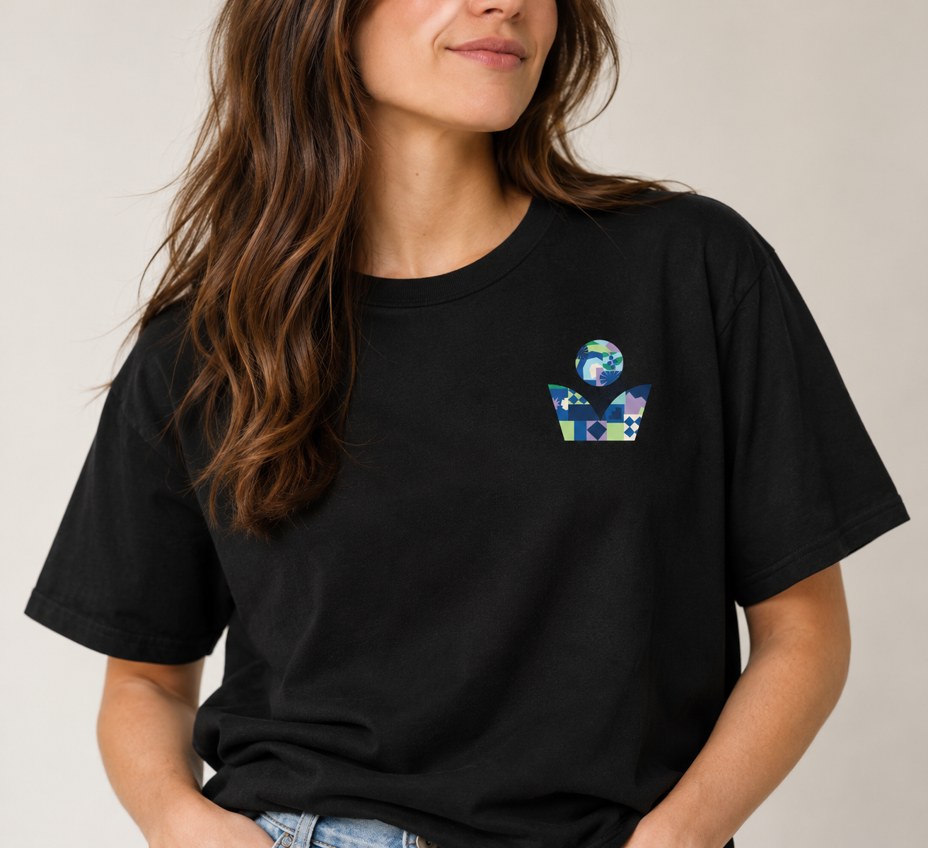 Mosaic Logo Black T-Shirt Portrait.png