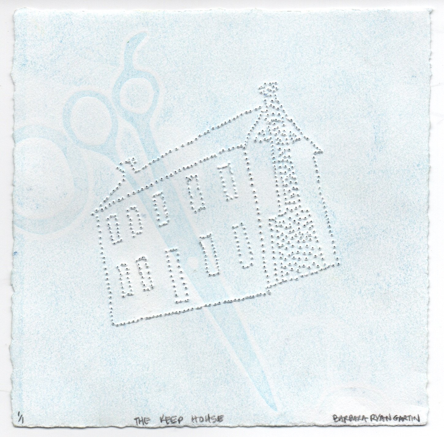 The Keep House | 2017 | Monotype and Pinhole Drawing | 8" x 8"