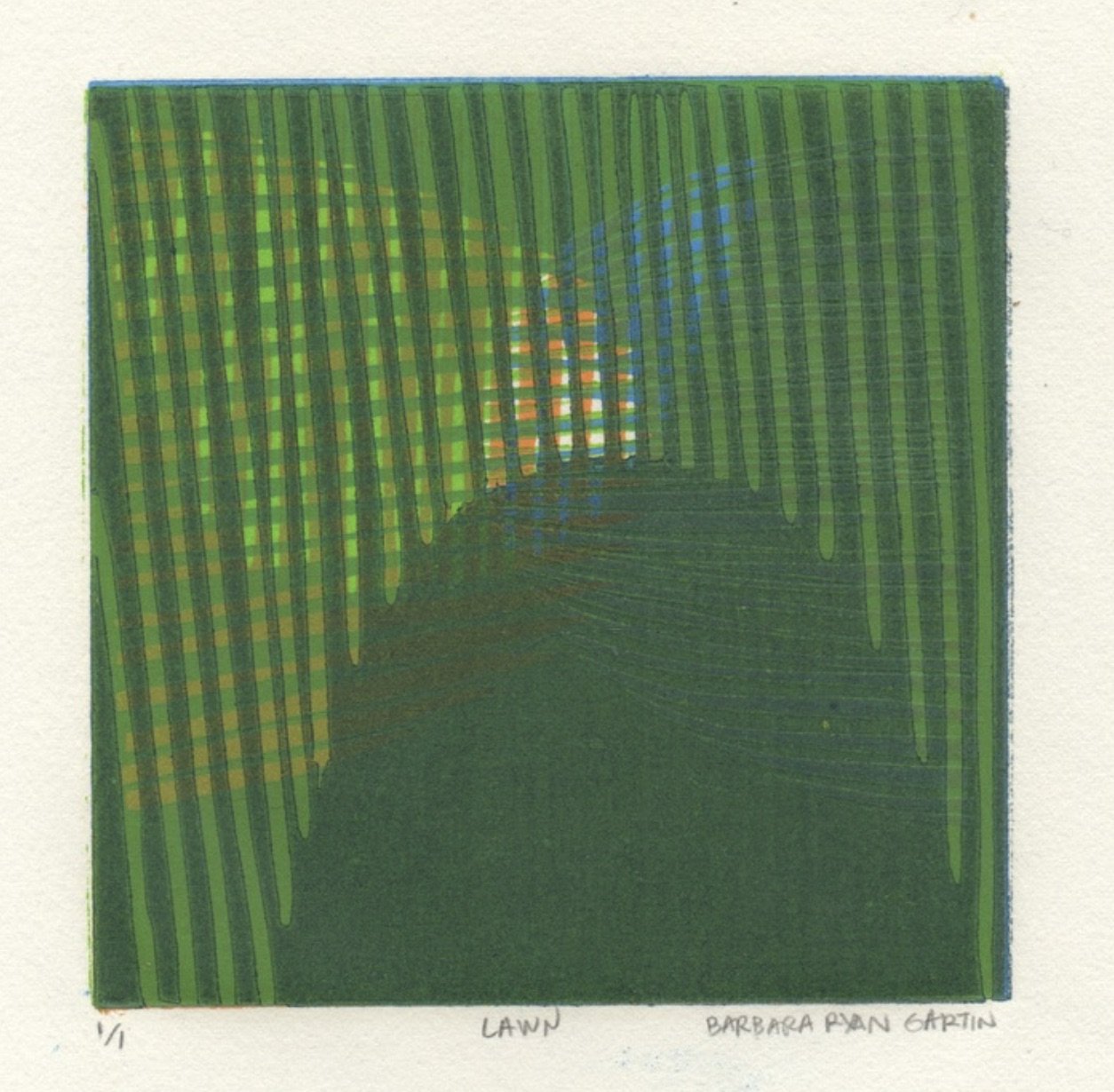 Lawn | 2013 | woodcut monotype | 3.5" x 3.5"