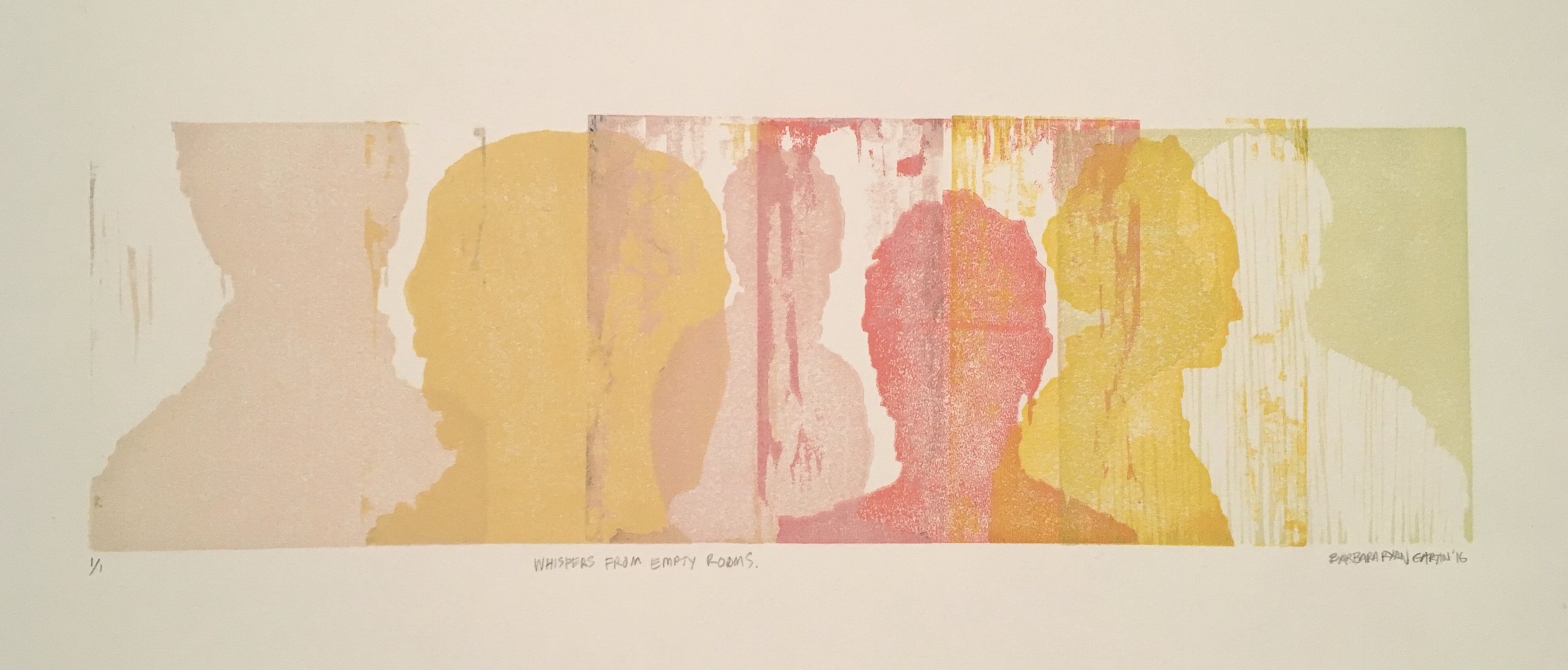 Whispers From Empty Rooms | 2015 | woodcut monotype | 3.5" x 12"