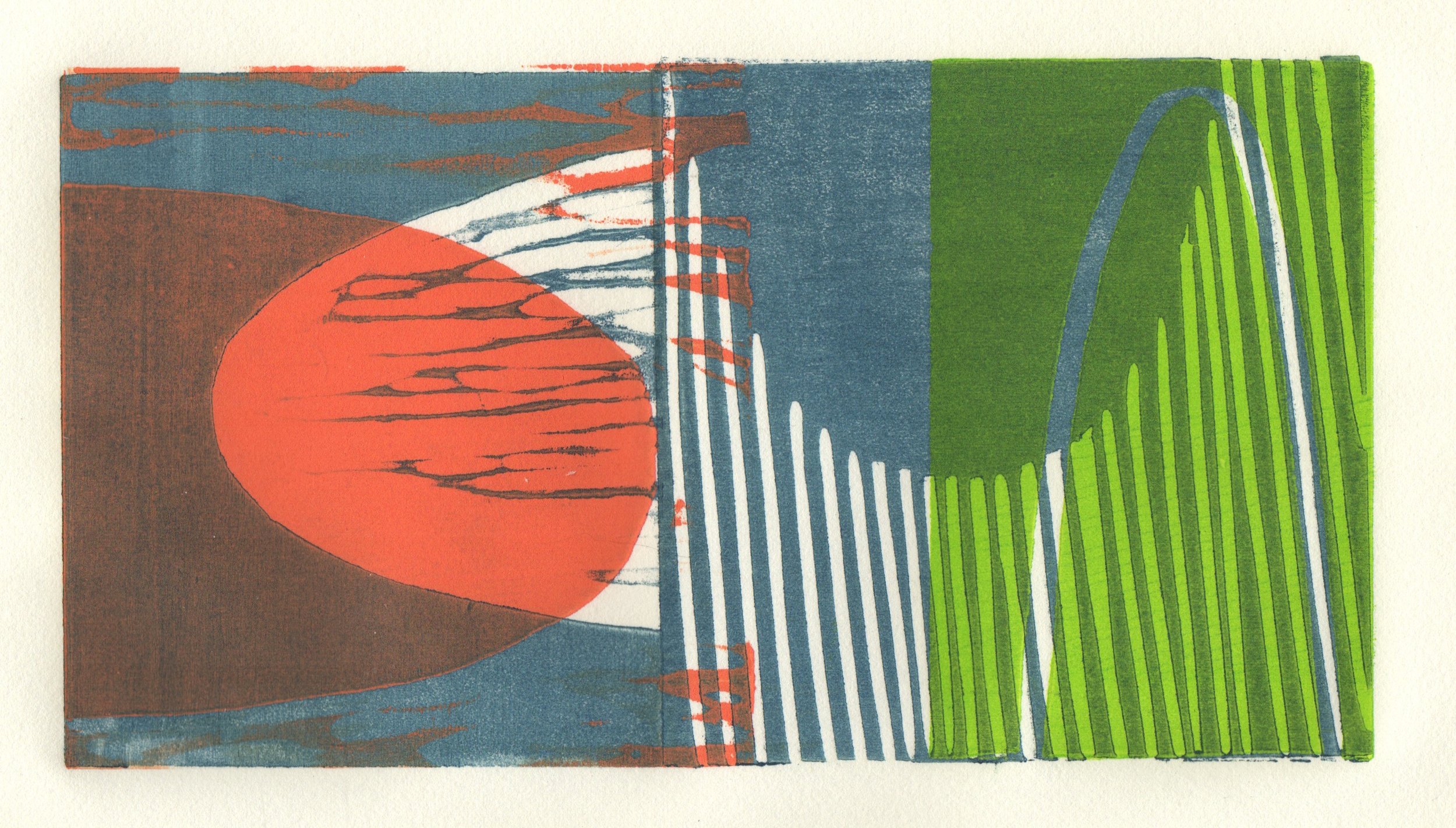 Booby Traps 4 | 2014 | porchoir monotype | 7.5" x 4"