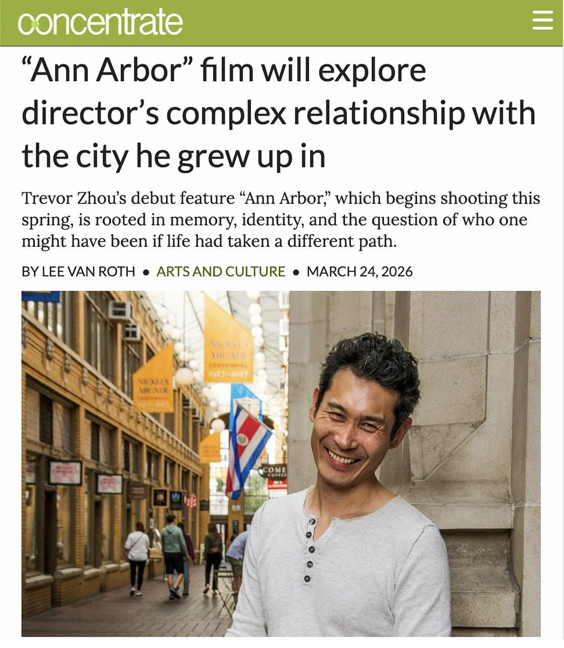 Grateful for this lovely write-up about &lsquo;Ann Arbor&rsquo; from Concentrate Media! Article in bio.