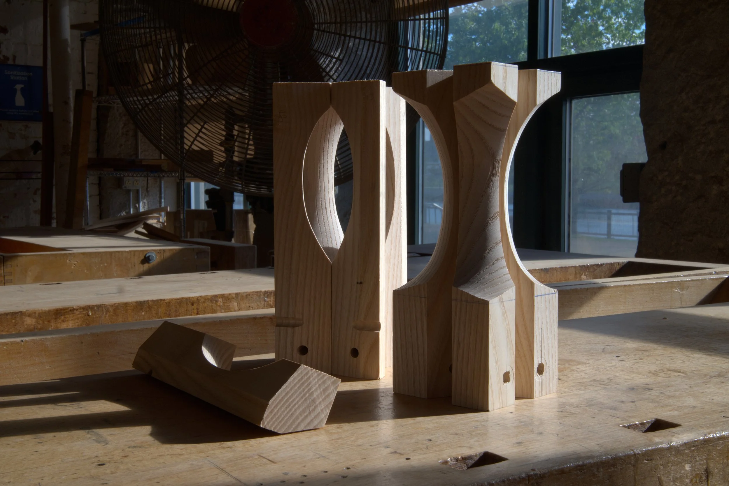 Tapered Components of Four-Part Segmented Turning | ash hardwood | 1.75" x 2.5" x 9.5" ea.
