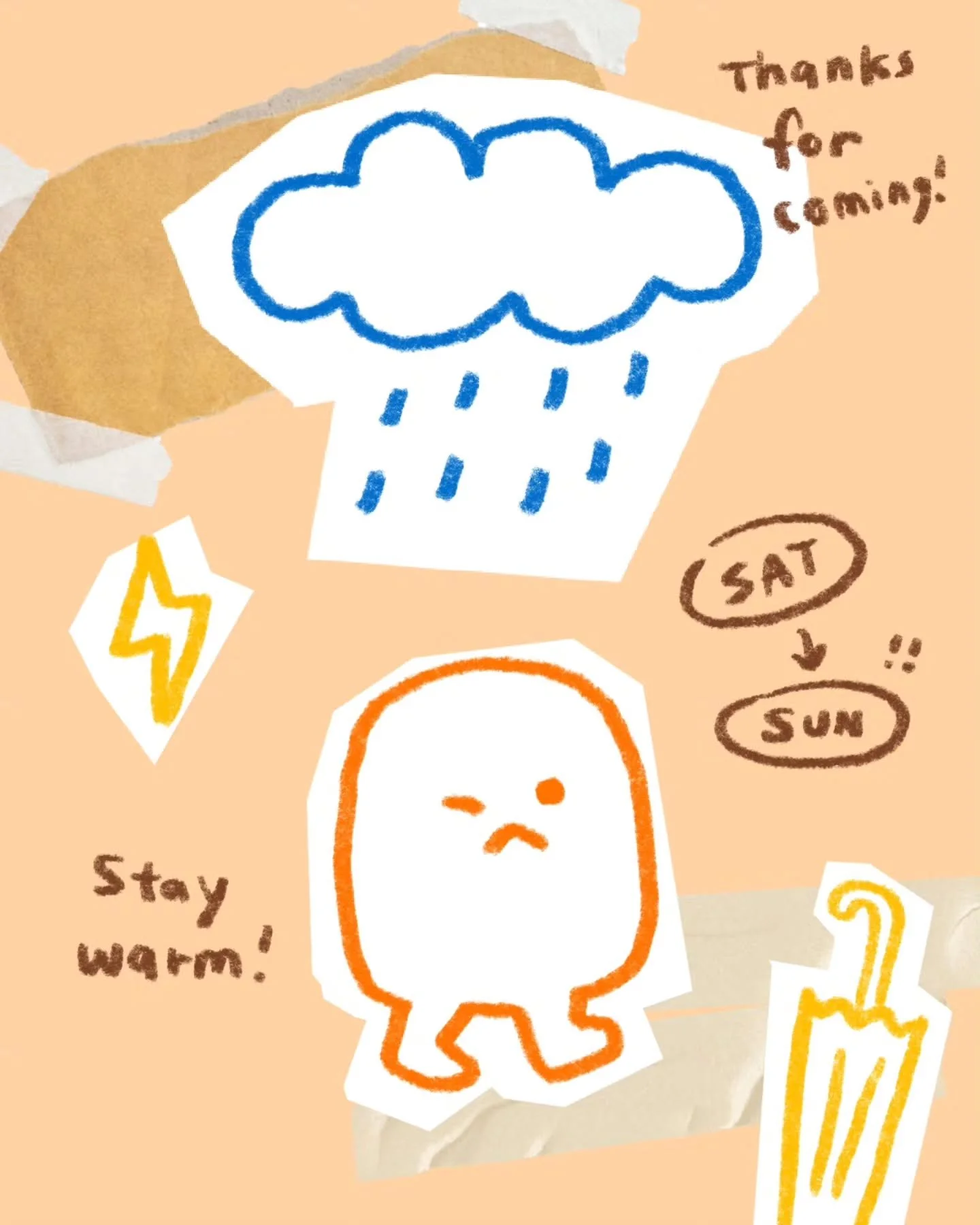 Quick message from the Mellow Team for our Tiny Housewarming attendees!! 

Please note, today's weather is forecasted to be raining and stormy. We'd like to remind all our attendees to please be prepared for the weather and bring an umbrella or rain 