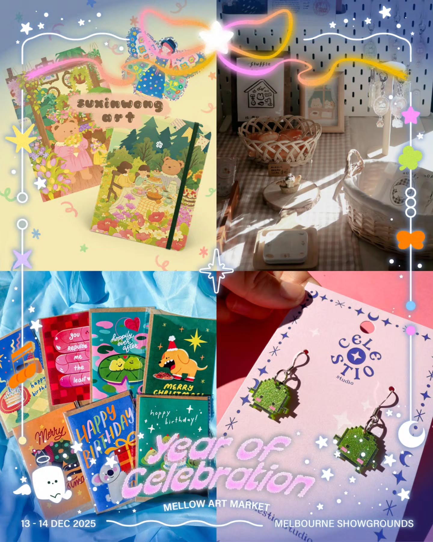 And here comes the next group in our parade line-up!

We are featuring 4 artists in one post &mdash; please refer to the images from left to right,&nbsp; top to bottom for the line-up ✨

@suxinwong.art (Table C1)
Hello! My name is Su Xin, an Adelaide