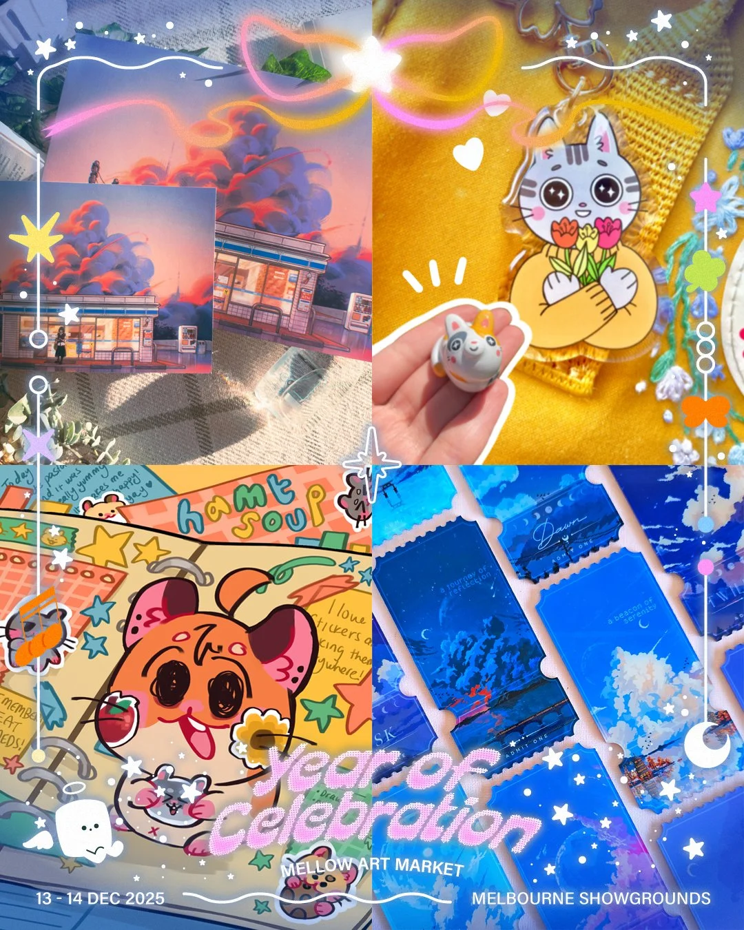 Another vibrant group of artists stepping into the spotlight!

We are featuring 4 artists in one post &mdash; please refer to the images from left to right, top to bottom for the line-up ✨

@annadotpng (Table C9)
Anna is a digital illustrator based i