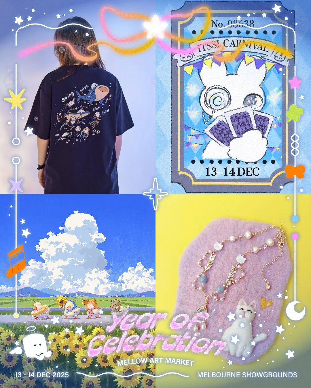 Introducing another group from our carnival parade line-up!

We are featuring 4 artists in one post &mdash; please refer to the images from left to right, top to bottom for the line-up ✨

@guub.day (Table D6)
hello, we are guub from Singapore 🇸🇬, h