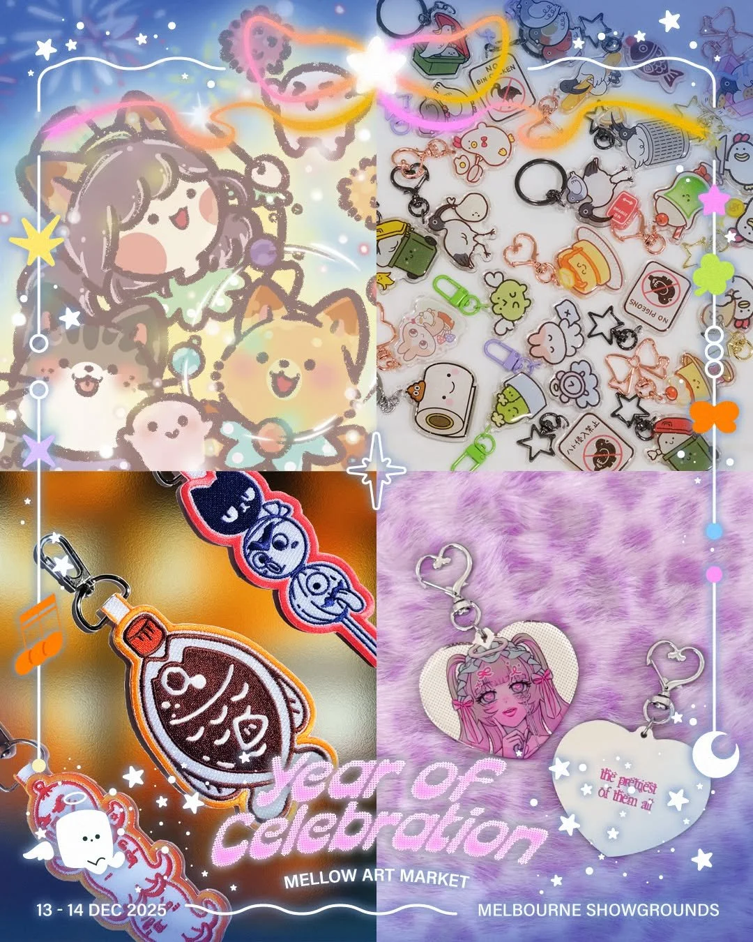 Introducing another group from our carnival parade line-up!

We are featuring 4 artists in one post &mdash; please refer to the images from left to right, top to bottom for the line-up ✨

@little.kocuri (Table N7)
Hi! I&rsquo;m Kocuri, an illustrator