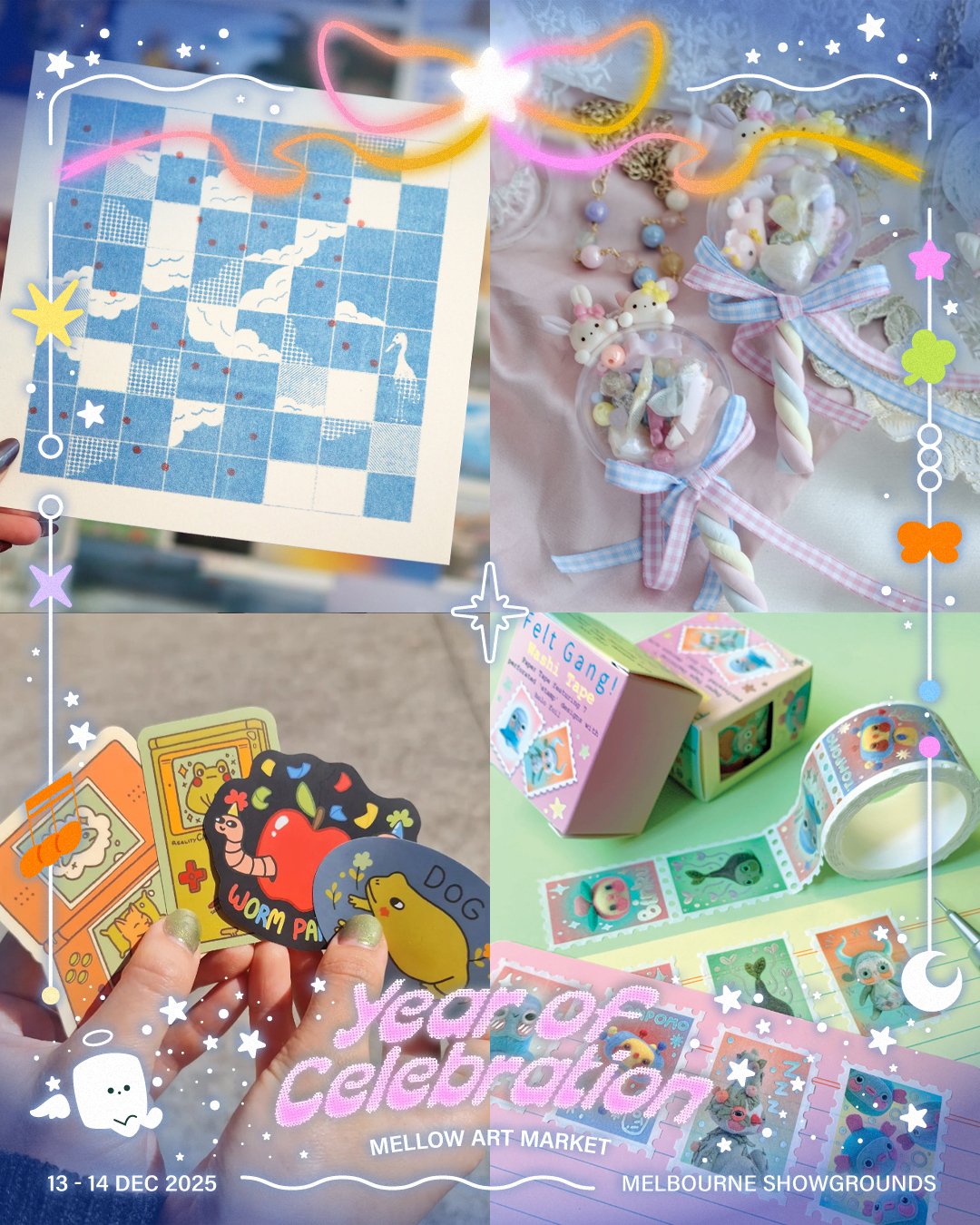 Another vibrant group of artists stepping into the spotlight!

We are featuring 4 artists in one post &mdash; please refer to the images from left to right, top to bottom for the line-up ✨

@rsm.crafts (Table D9)
I&rsquo;m Nicole from RSM Crafts. I c