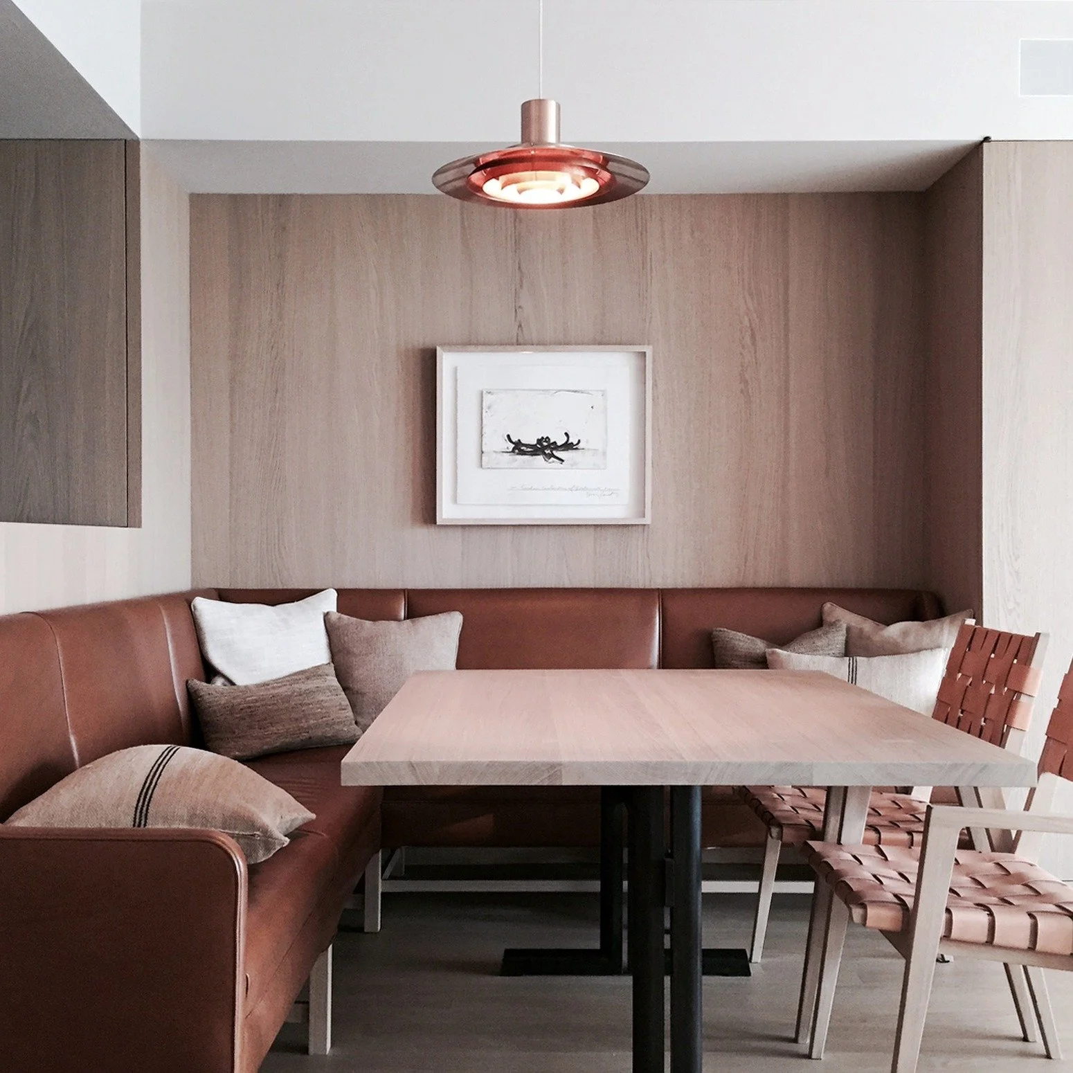 I've been working on a new construction project and thinking of ways of making making poured flooring work. One way I've found is to add more warmth to counter balance a seemingly cool space.

Wood and other natural materials is a great way to make a