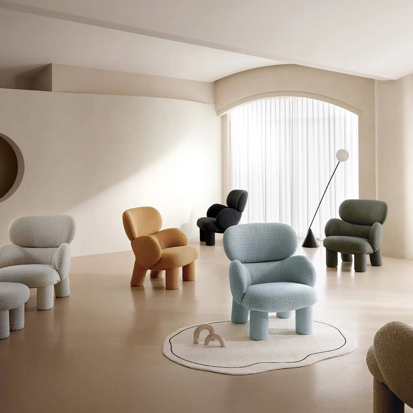This isn't your typical chair. There's something youthful, joyful, and outright whimsical about this Elmer chair by @desormeauxcarrettestudio . This lounge chair, produced in 2022 as described by the designers is &quot;an interpretation like an invit