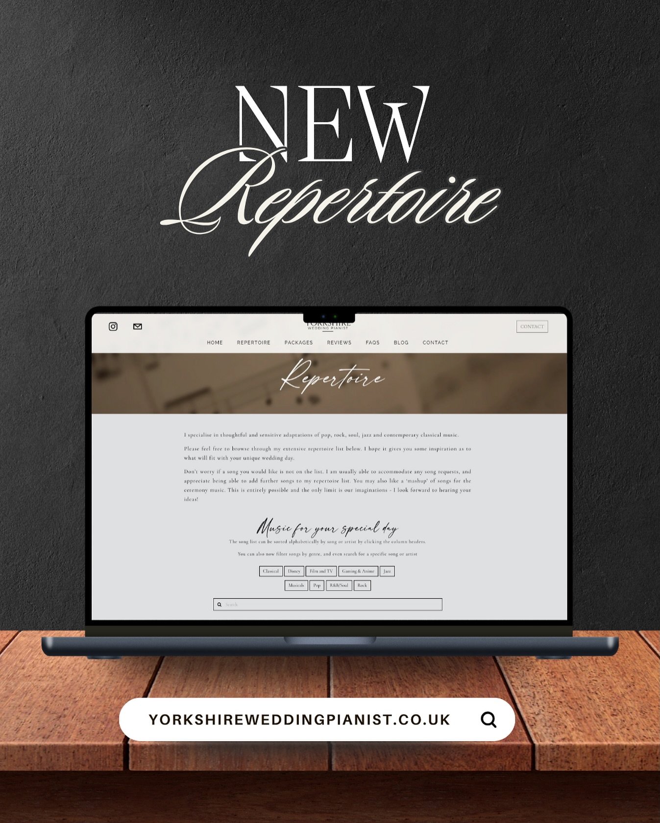 ✨ I&rsquo;ve just refreshed my repertoire list &mdash; and it&rsquo;s now well over 300 songs! 🎹 From timeless classics to modern favourites, there&rsquo;s something for every moment of your wedding day. 💍

Many of the new additions have been inspi