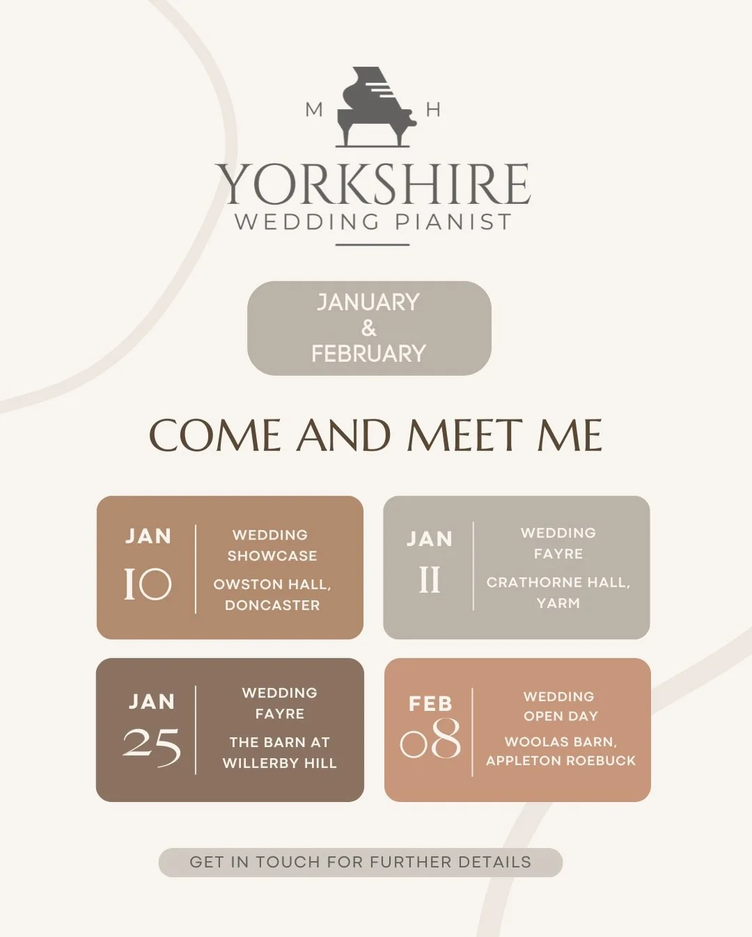 ✨ It&rsquo;s very much wedding fayre &amp; open day season! ✨

The diary is filling up and I can&rsquo;t wait to be out and about meeting more lovely couples over the coming weeks. Wedding fayres and open days are the perfect chance to come and hear 