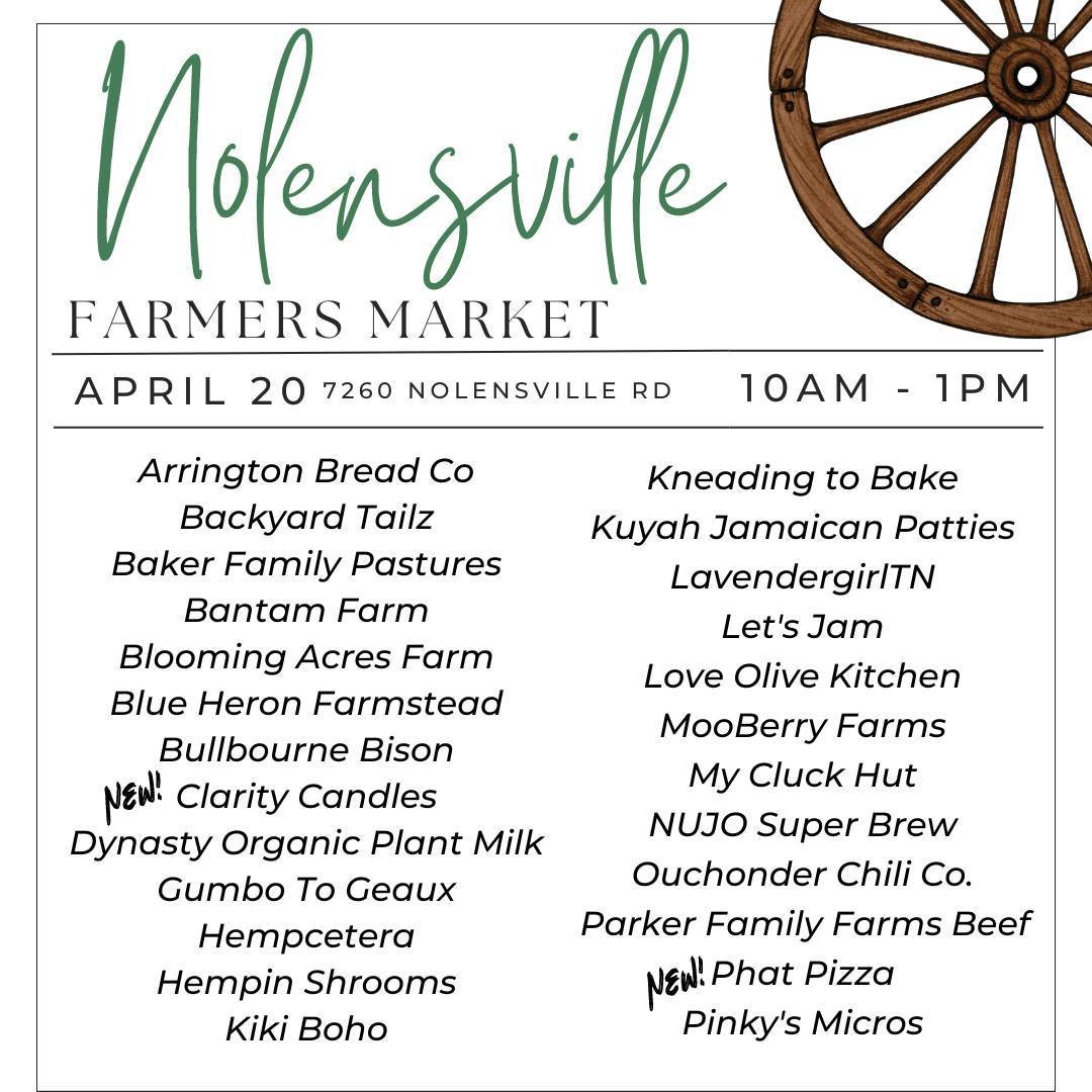 Here's a look at the vendors you'll find at the market tomorrow, April 20th! Excited to welcome @phat.pizza  to the market for the first time and Williamson County Schools EIC Team @clarity.candles123 

Summer market opens May 4th!

❄️ Winter Market 