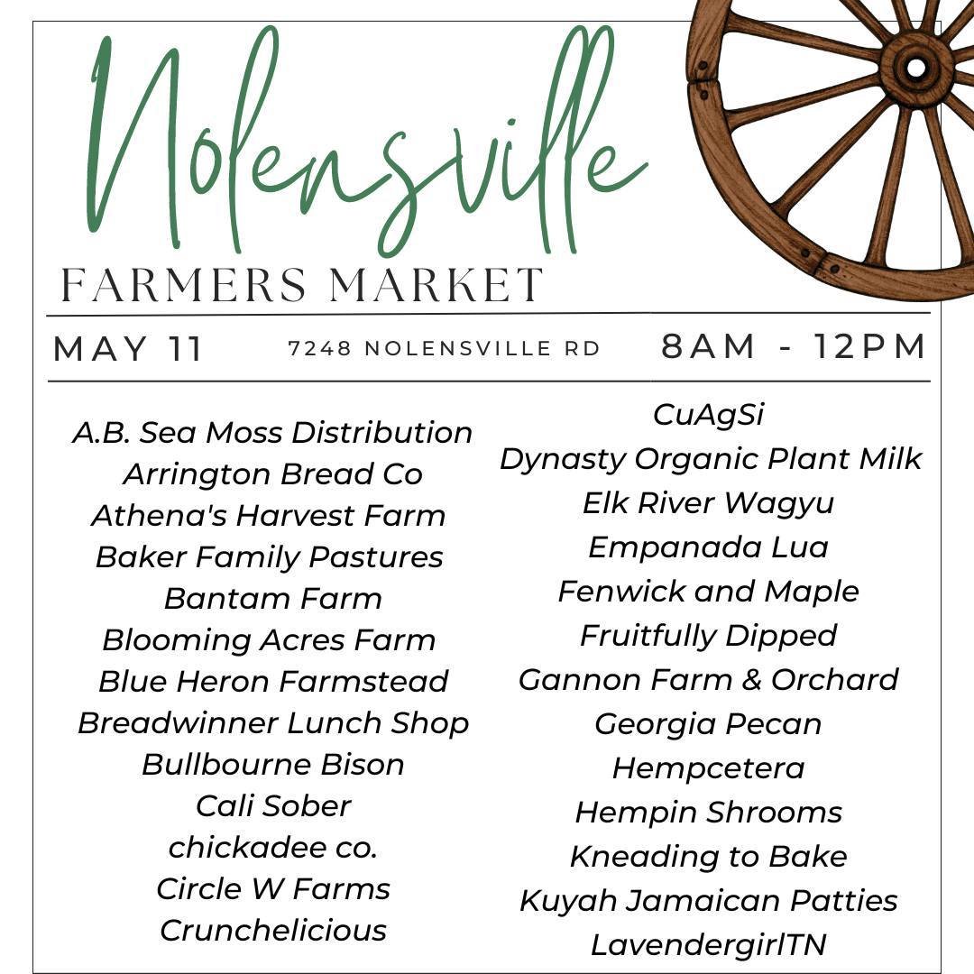 Here's a look at the vendors you'll find at the market this Saturday! Bring mom or grab a unique gift! 

📅Saturdays 8a-12p
📍7248 Nolensville Rd. Nolensville, TN
🌽Producer-Only Market 

#nolensvillefarmersmarket #nolensvilletn #nolensville #william