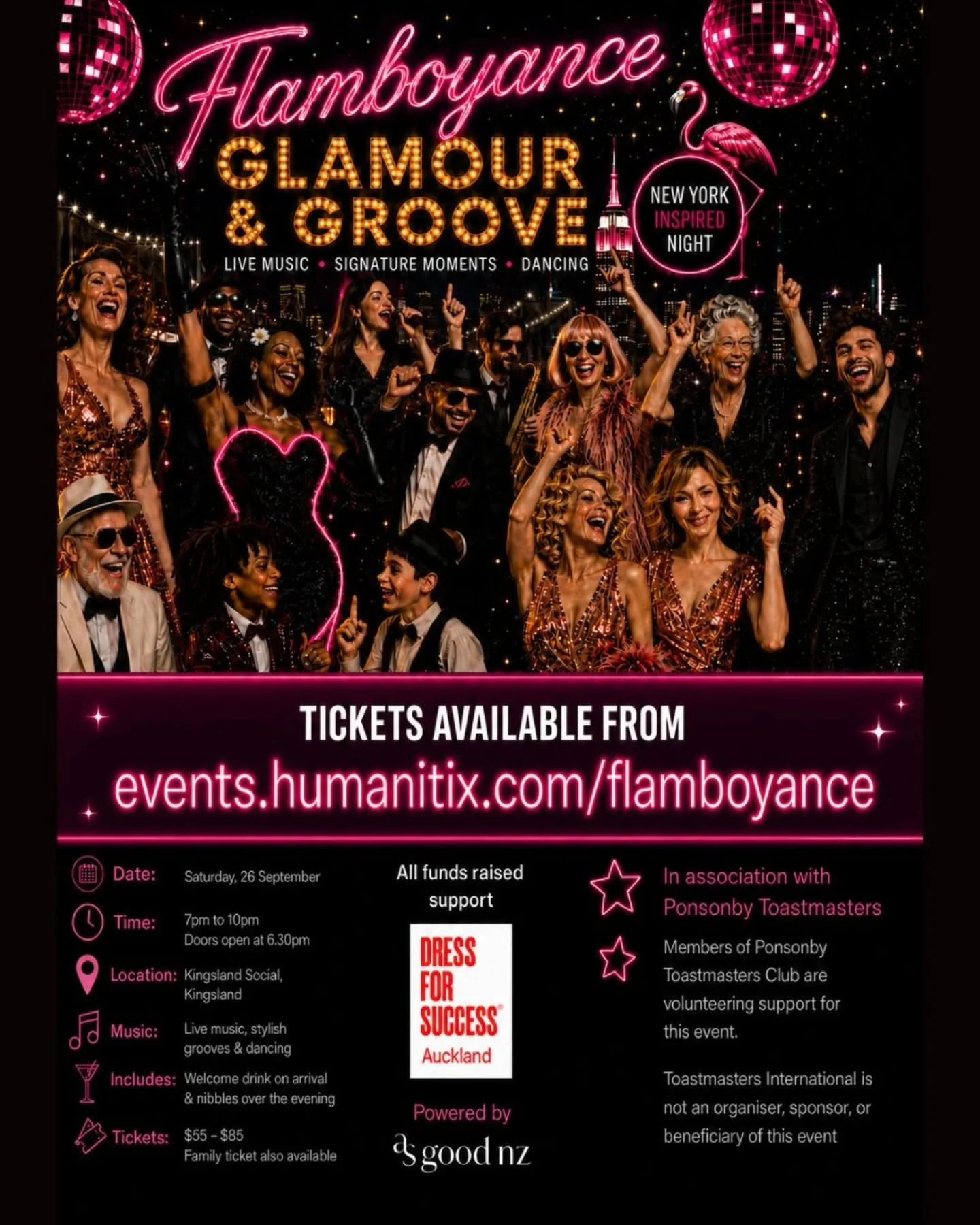 Get your dancing shoes out!! 👠

Flamboyance Glamour and Groove is a fantastic night out supporting a wonderful cause - @dfsauckland 👗

Plus!! Purchase tickets before the weekend and you'll go in the draw to win brunch for two @kingsland_social !! ☕