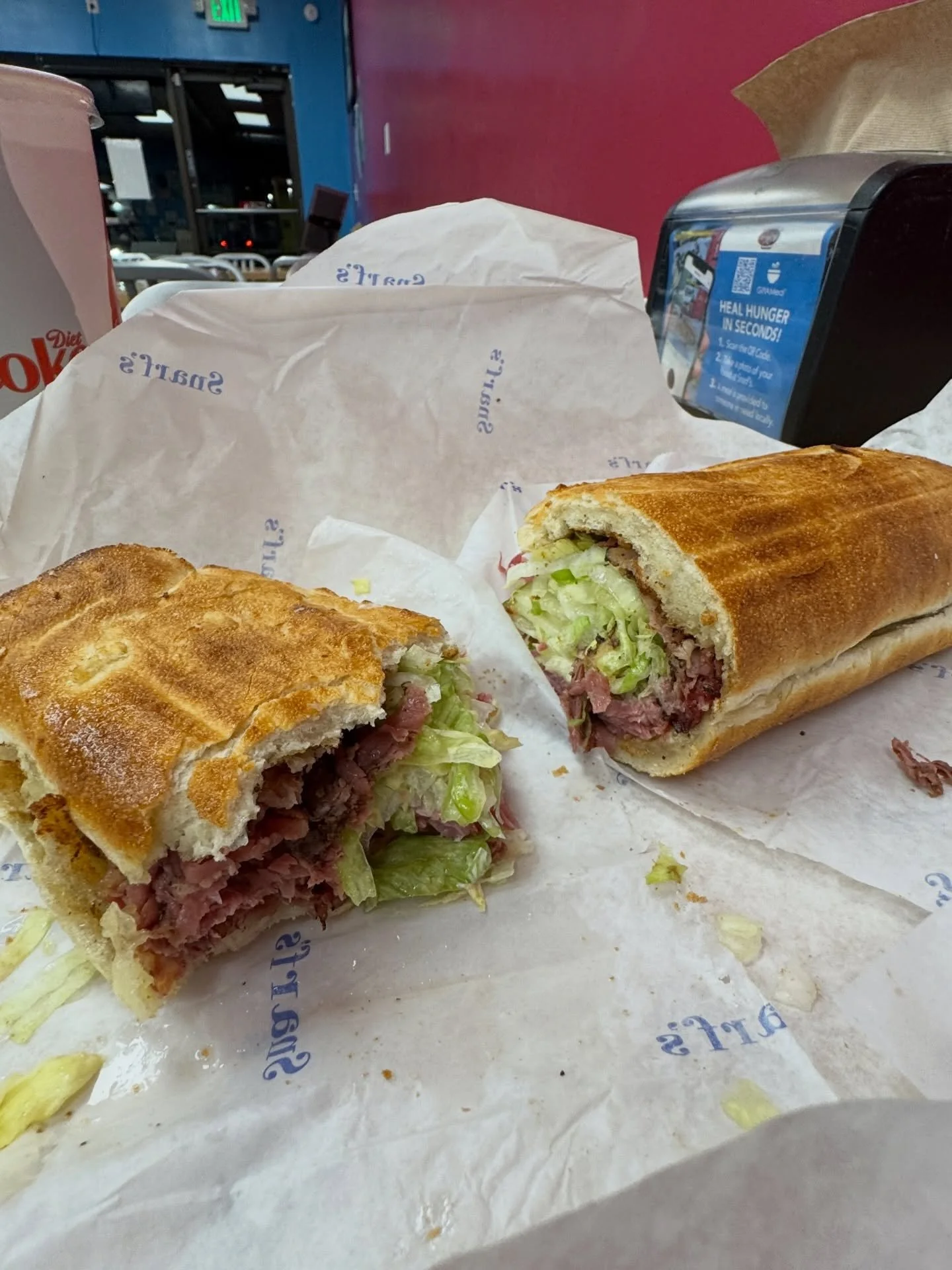 I tend to get myself into trouble when I leave the office starving. Bourbon grill last night and @snarfssandwiches tonight. Oh my god the Big Fat Snarf sandwich is amazing!! 1/2 pastrami 1/2 corned beef, 100% going in my belly. If I don't stop eating