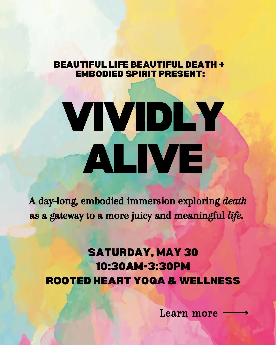 ✨ Vividly Alive ✨

What if turning toward death&hellip;
actually brought you closer to life?

Join me and Emma Weisfeld-Adams of Beautiful Life Beautiful Death for a day-long, embodied immersion exploring death as a gateway to a more present, meaning