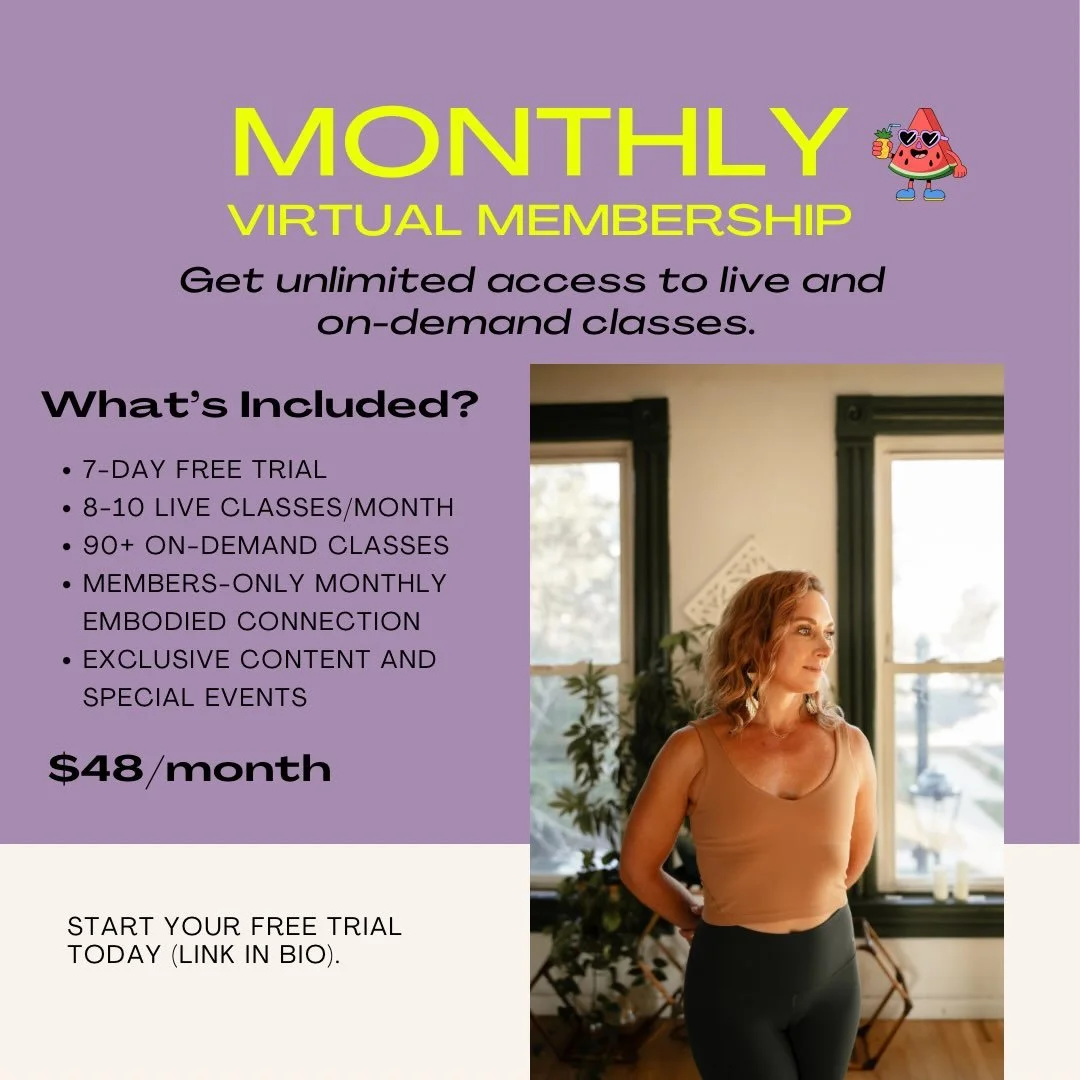 ✨Virtual classes this month✨

Drop in for a live class (swipe for August schedule), take one of over 100 on-demand classes anytime, or join my monthly membership for unlimited access to all classes + special events 🍉😃

Anytime, anywhere, let&rsquo;