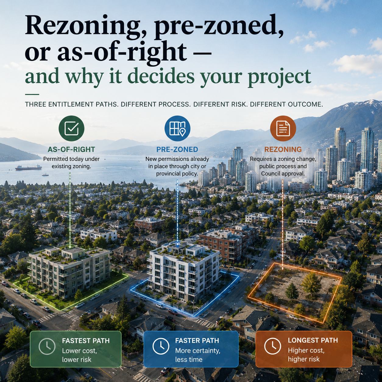 Rezoning, pre-zoned, or as-of-right — and why it decides your project