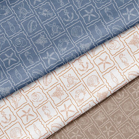 Ocean-inspired pattern for versatile fabric applications.