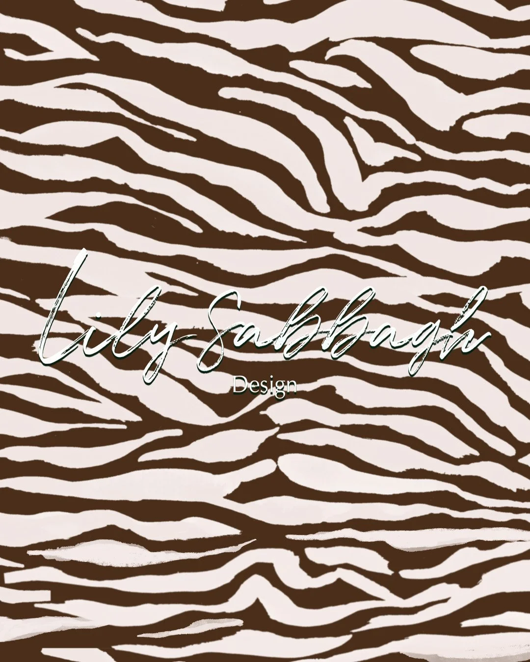 Cover page with a brown and beige zebra print pattern and the text 'Lily Sabbagh Design' in cursive font.