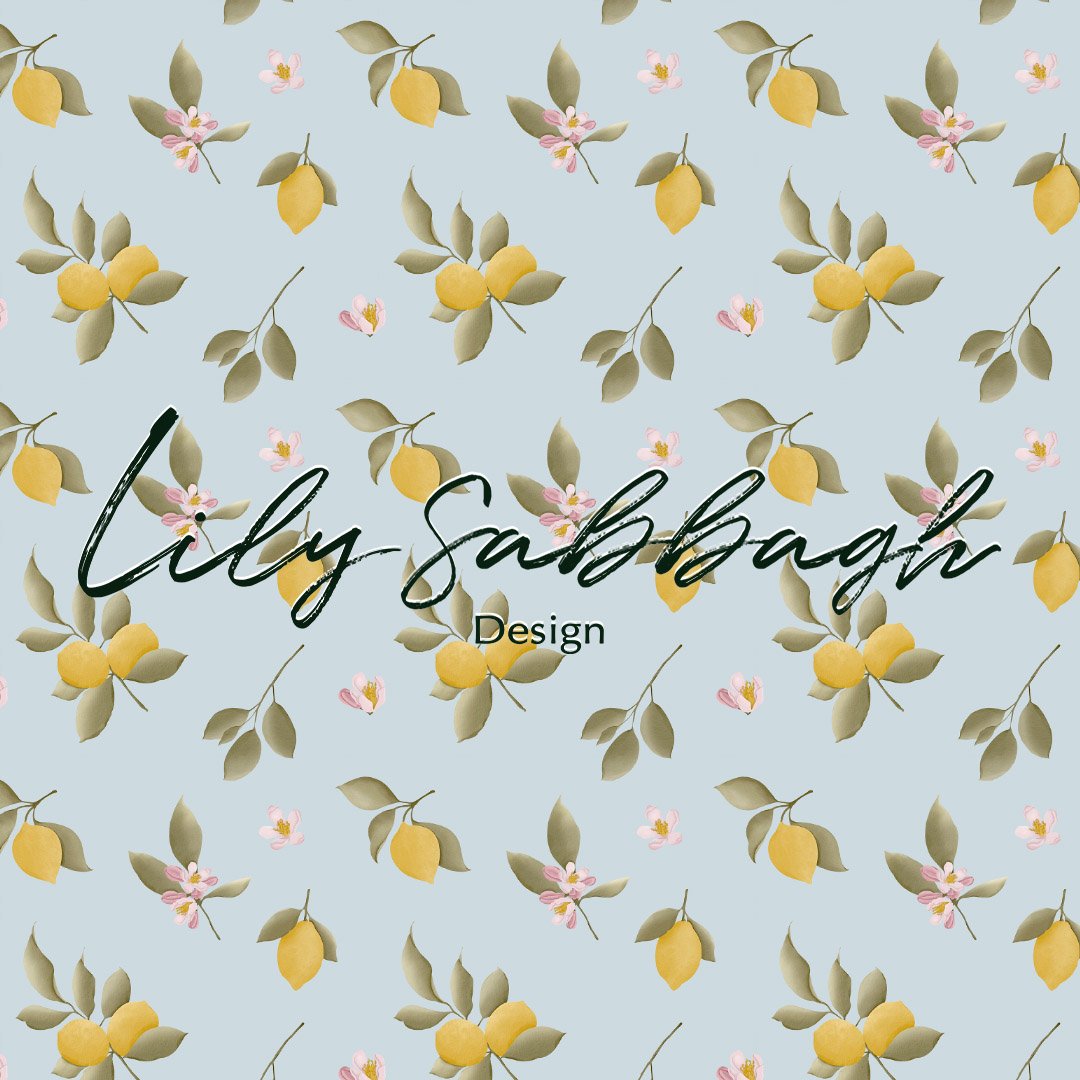 Chic watercolor lemon and pink flower textile design, ideal for stylish apparel and home decor.