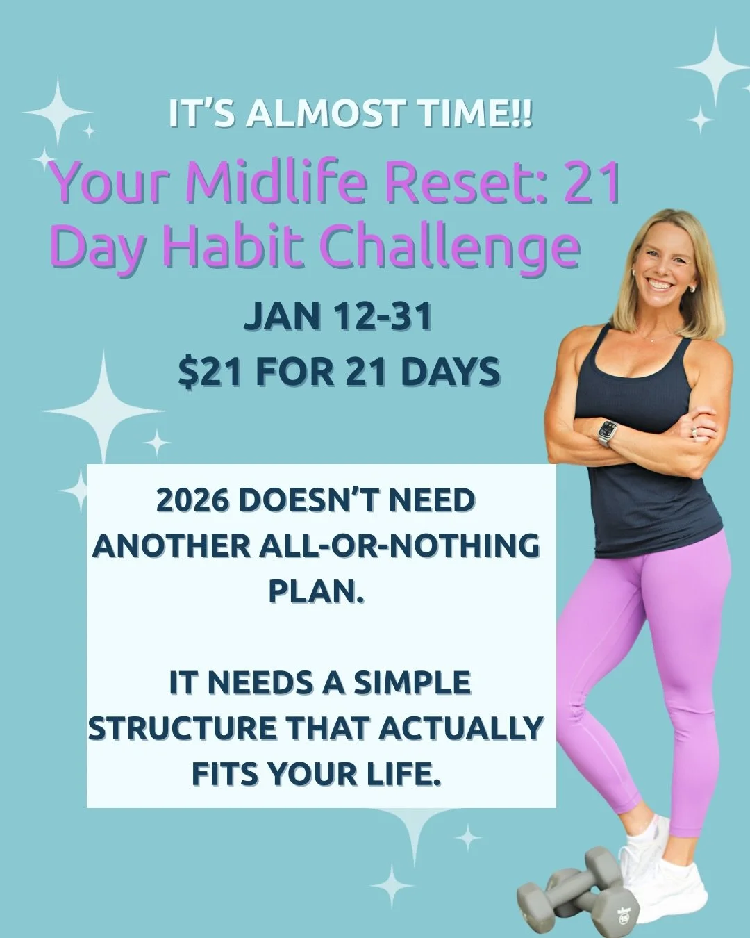 January doesn&rsquo;t need more pressure.
It needs a plan that works with your life - not against it.

That&rsquo;s exactly why I created the 21-Day Midlife Habit Challenge.

This is a short, supportive reset designed for women in midlife who are alr