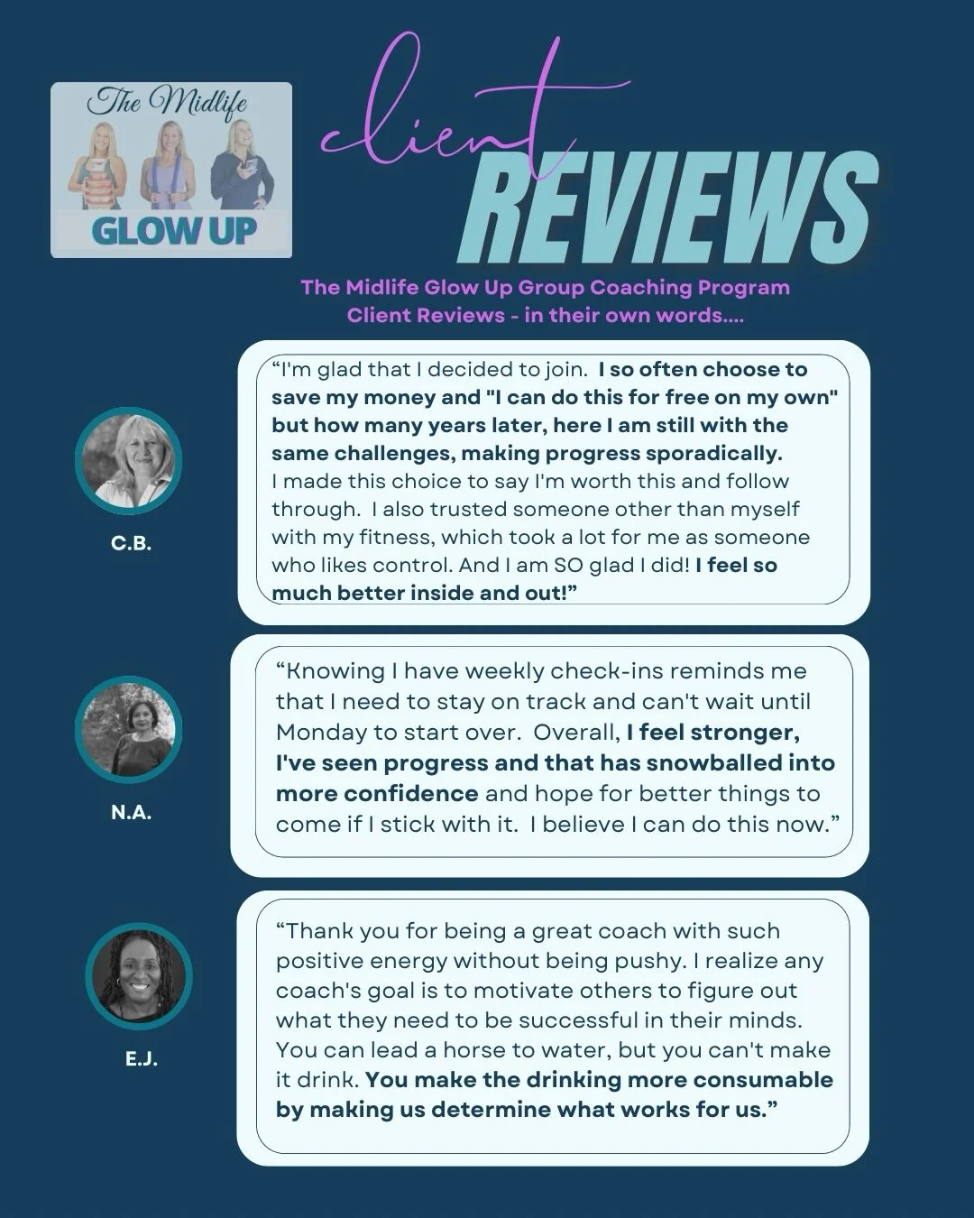 Three women. Three different starting points. One common thread.

They all stopped trying to do it alone.

C.B. had been telling herself &ldquo;I can do this for free on my own&rdquo; for YEARS. Sound familiar? But here&rsquo;s what she realized: Fre