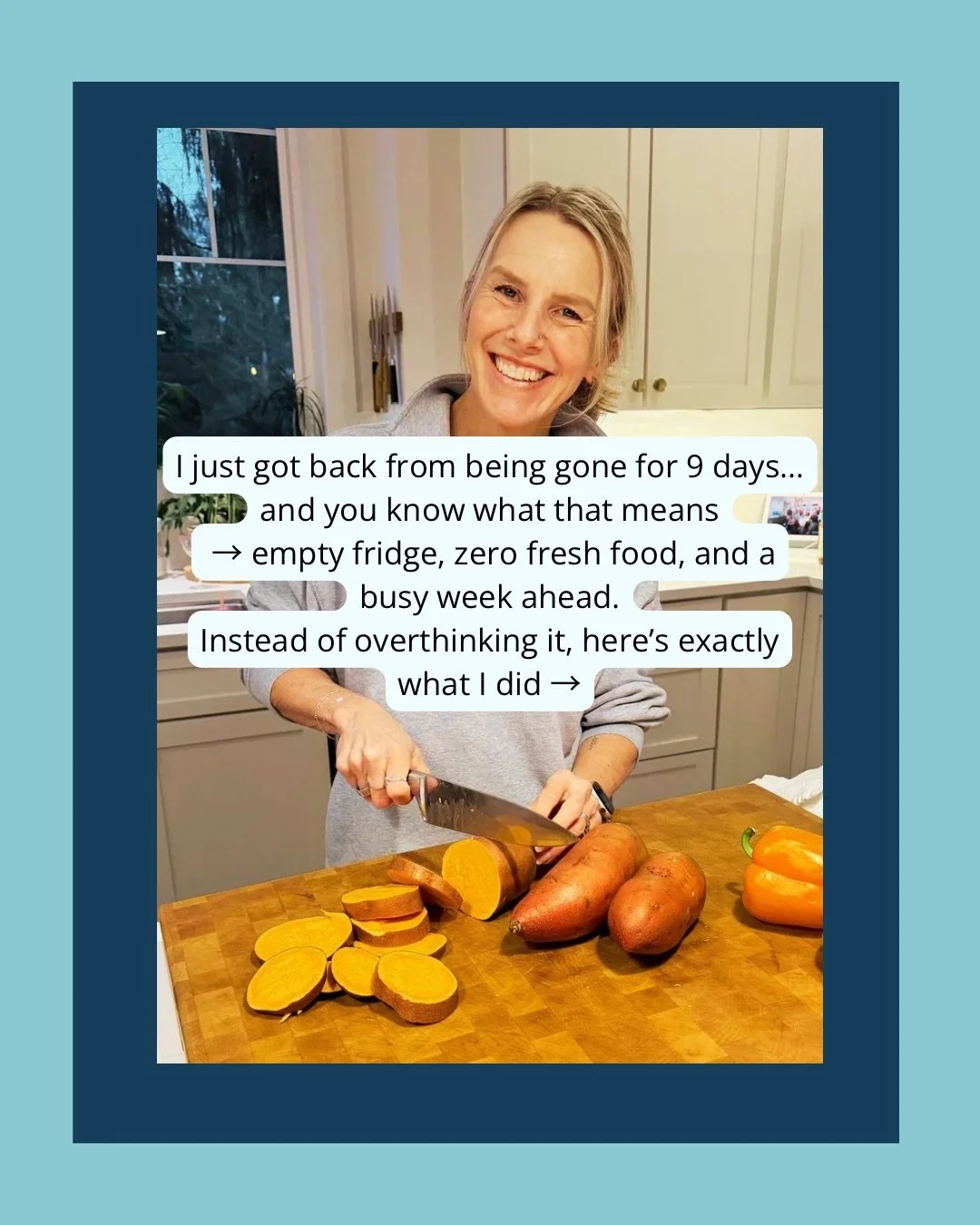 Back from 9 days away to an empty fridge&hellip; and this is exactly how I reset.

Not by overcomplicating it.
Not by cooking 10 different meals with complicated ingredients. 

Just by prepping a few simple components and mixing + matching all week.
