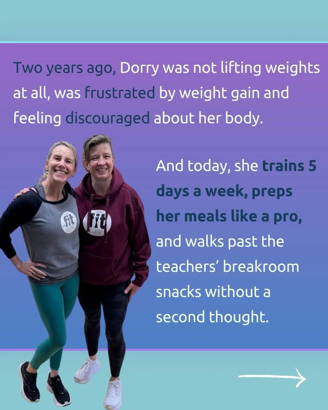 I&rsquo;m so proud of my friend and client, Dorry. 👏👏👏

When Dorry first started with me, she was coachable and ready to follow the plan. Like most people, she started out motivated and inspired. But what really matters is whether we can build som