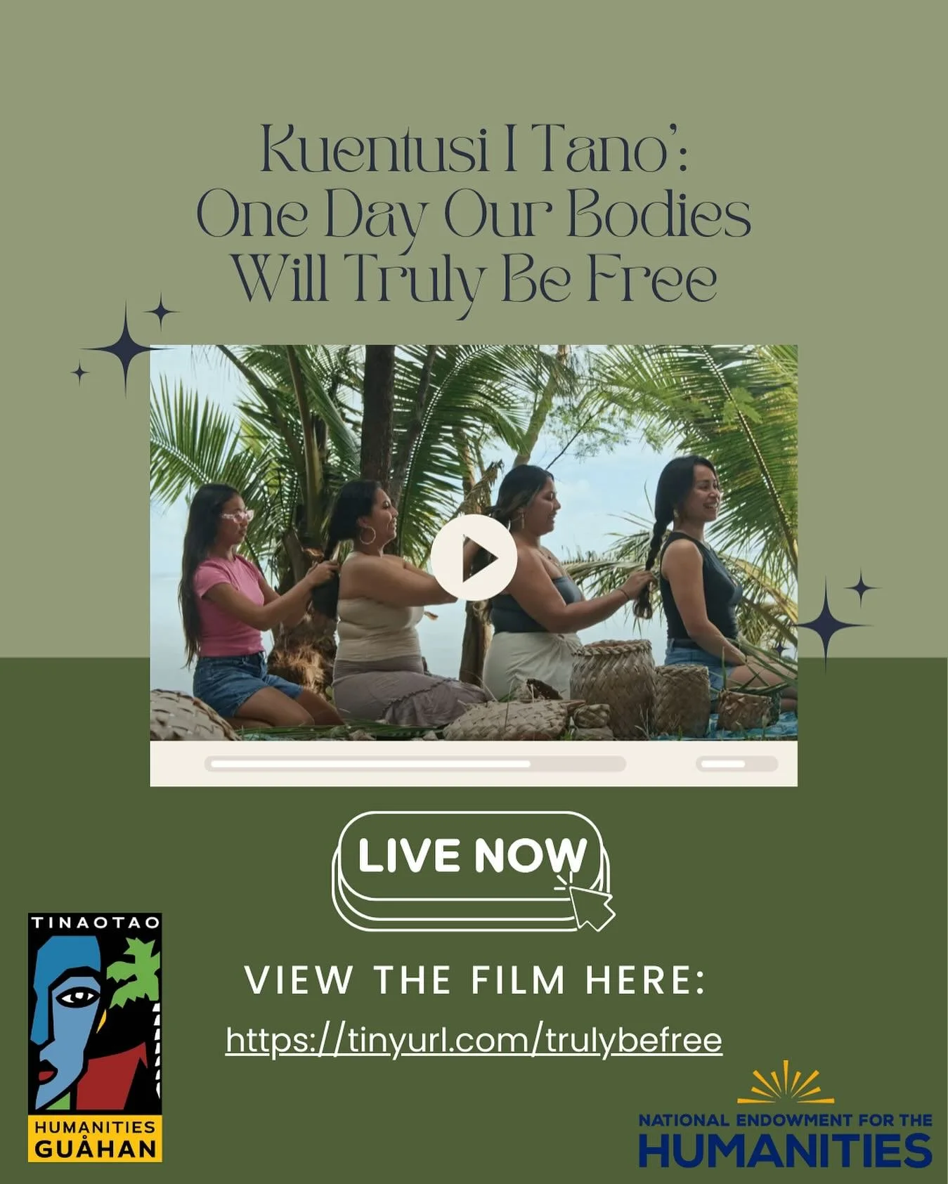 ✨ LIVE NOW: Kuentusi I Tano&rsquo;: One Day Our Bodies Will Truly Be Free ✨
We&rsquo;re proud to share the short film adaptation of poet Arielle Taitano Lowe&rsquo;s powerful work, One Day Our Bodies Will Truly Be Free. 🌺

🎬 Starring: Gwenizah Barc